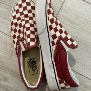 Vans Checkerboard Slip-On Shoes - Red and White